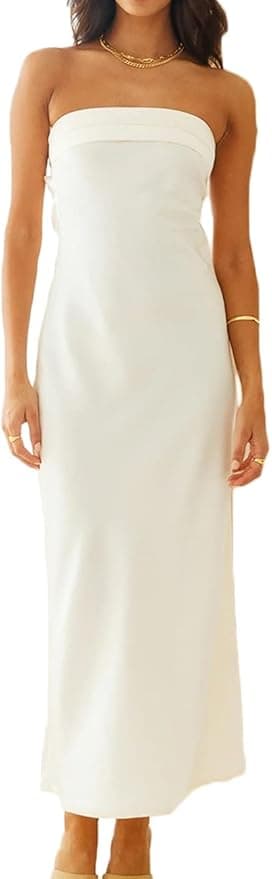 Robe longue en satin de soie