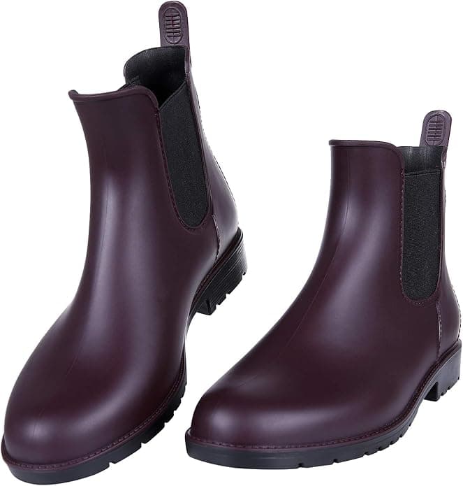 Bottines de pluie Chelsea bordeaux