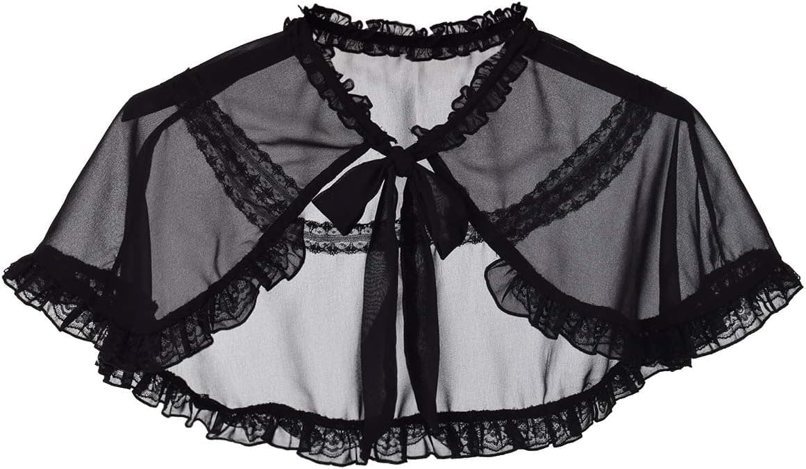 Mini cape avec col froncé et col en dentelle sur Amazon