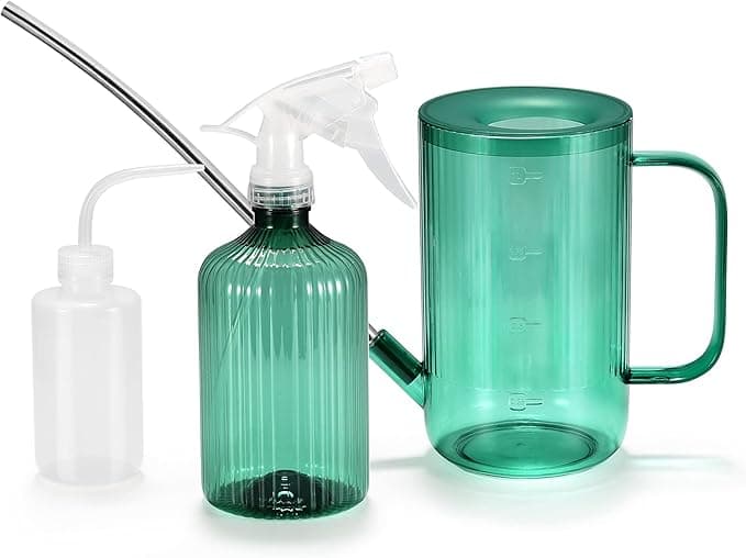 Arrosoir pour plantes d'intérieur, arrosoir à long bec 1 L, petit arrosoir avec flacon pulvérisateur