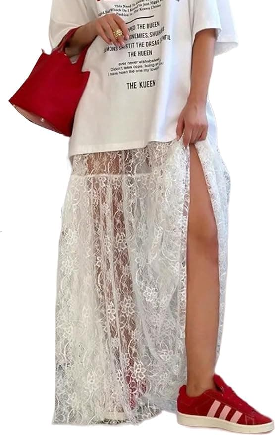 Jupe en dentelle transparente Peerbai sur Amazon