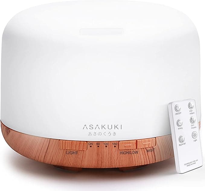 ASAKUKI Diffuseur d'huiles essentielles de 500 ml, humidificateur 5 en 1
