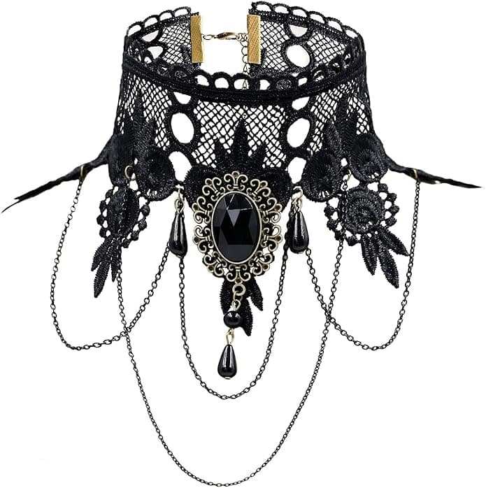 collier en dentelle noire style gothique vintage