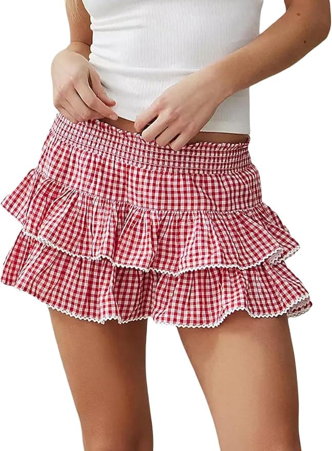 Minijupe vichy à volants