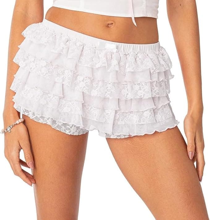Minishorts à volants en dentelle
