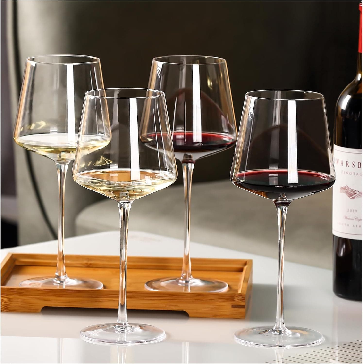 Lot de 4 verres à vin rouge en cristal