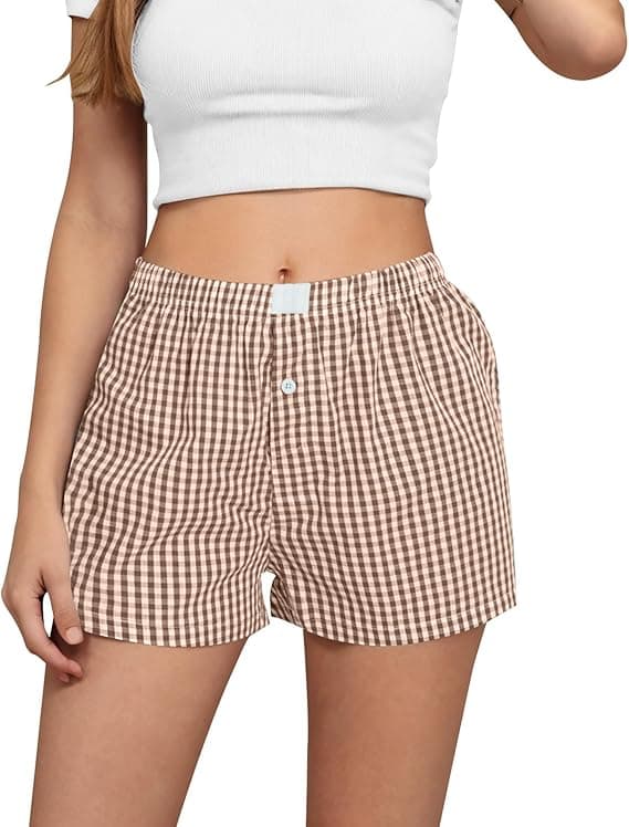 Short léger / boxer pour femmes à motif vichy