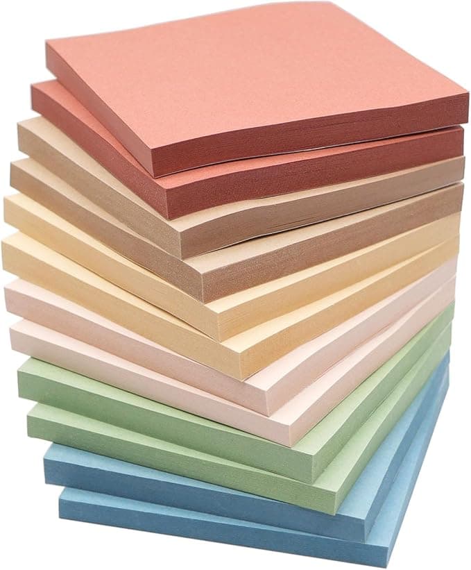 Lot de 12 blocs de notes adhésives colorées sur Amazon