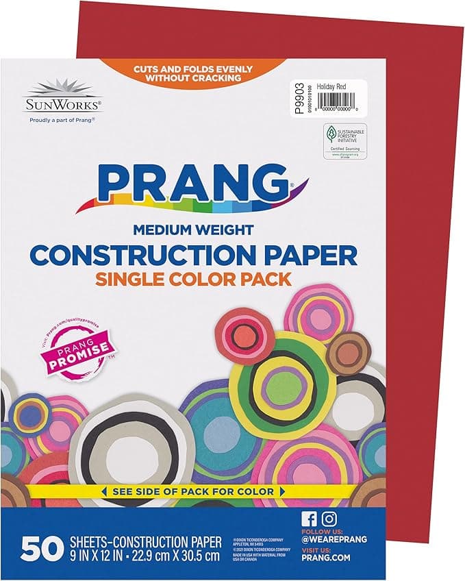 Lot de 50 feuilles de papier de construction rouge