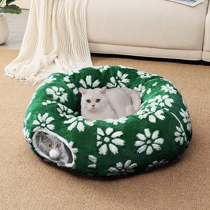 Tunnel de Noël pour chat avec motifs de flocons