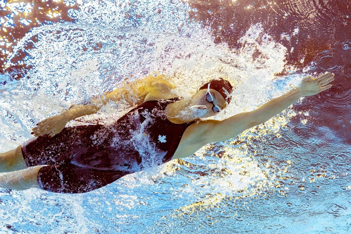 La nageuse canadienne Summer Mcintosh participe à une série de l'épreuve féminine de nage libre de 800 m lors des Championnats du monde aquatiques 2025 à Singapour le 1er août 2025.