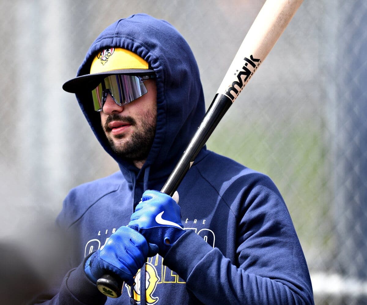 Pier-Olivier Boucher, par une froide journée au camp d'entraînement des Capitales, en milieu de semaine.