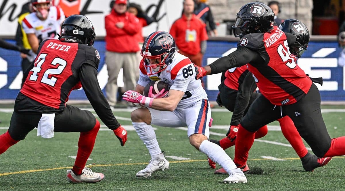 Tyler Snead en action lors du match du 13 octobre 2025, à Montréal, contre le Rouge et Noir d’Ottawa.