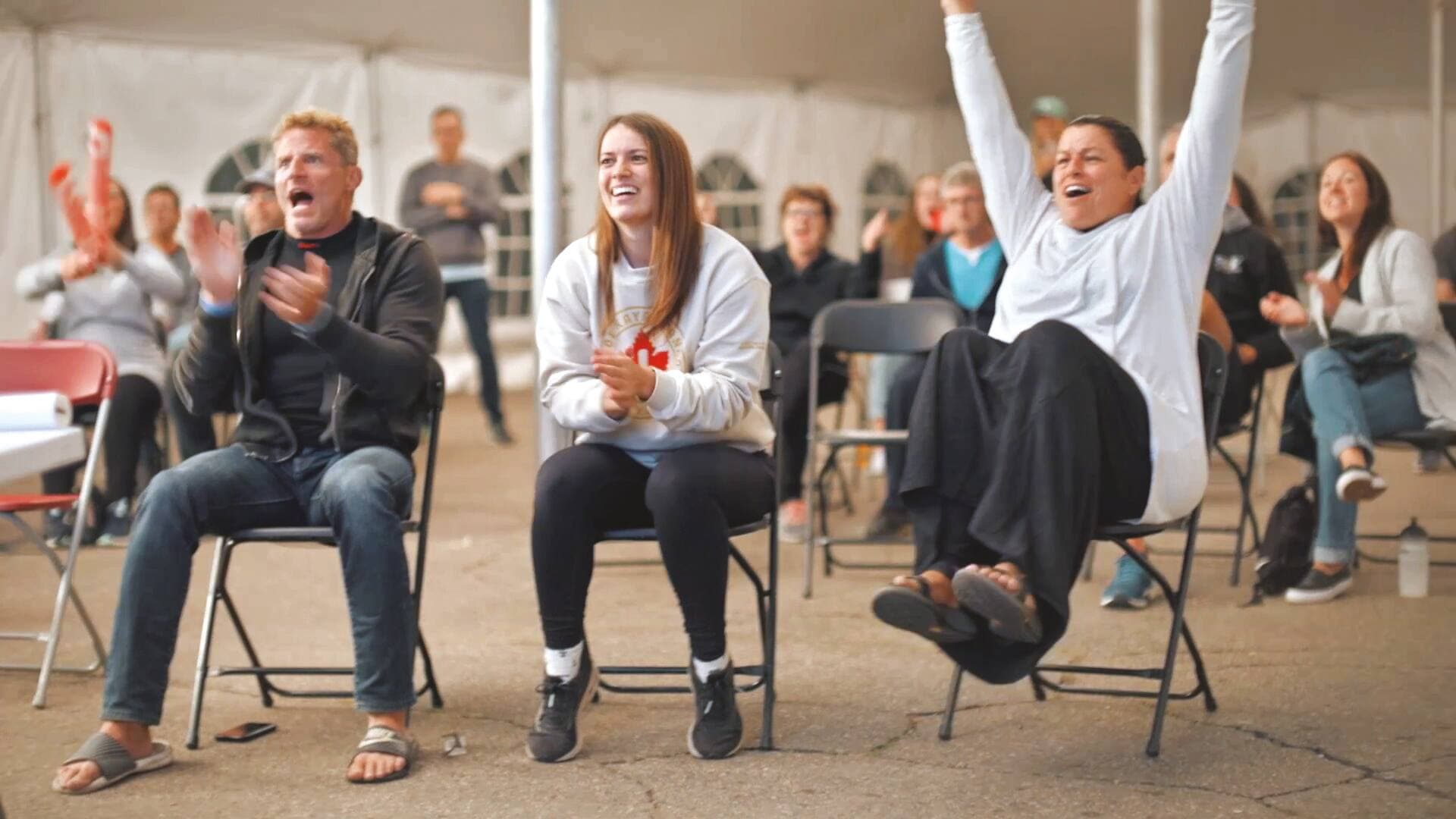 Les supporteurs de Mathieu assistent régulièrement à ses épreuves.