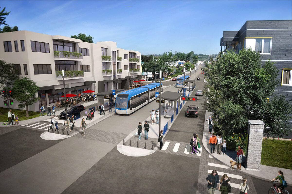 La Ville de Québec avait publié en 2016 cette illustration du projet de service rapide par bus, ici sur la 1re Avenue.