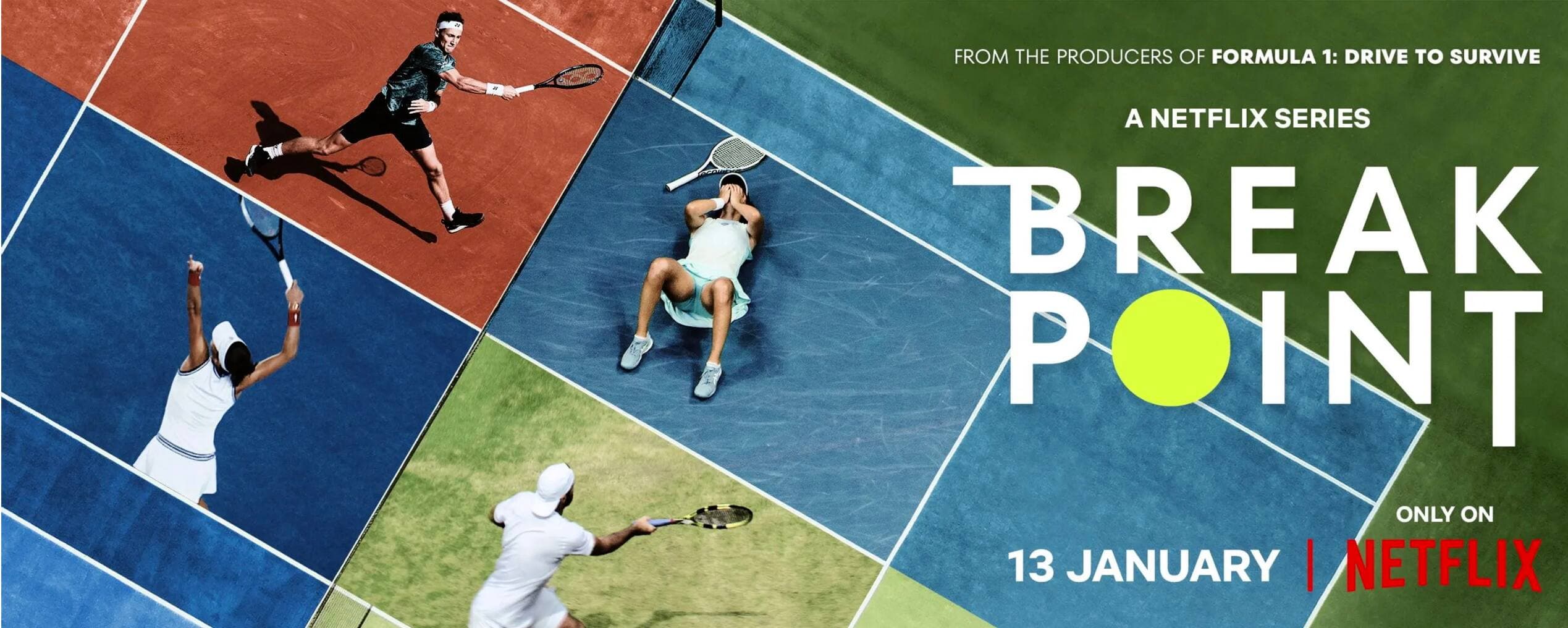 Affiche officielle de la nouvelle série «Break Point» de Netflix.