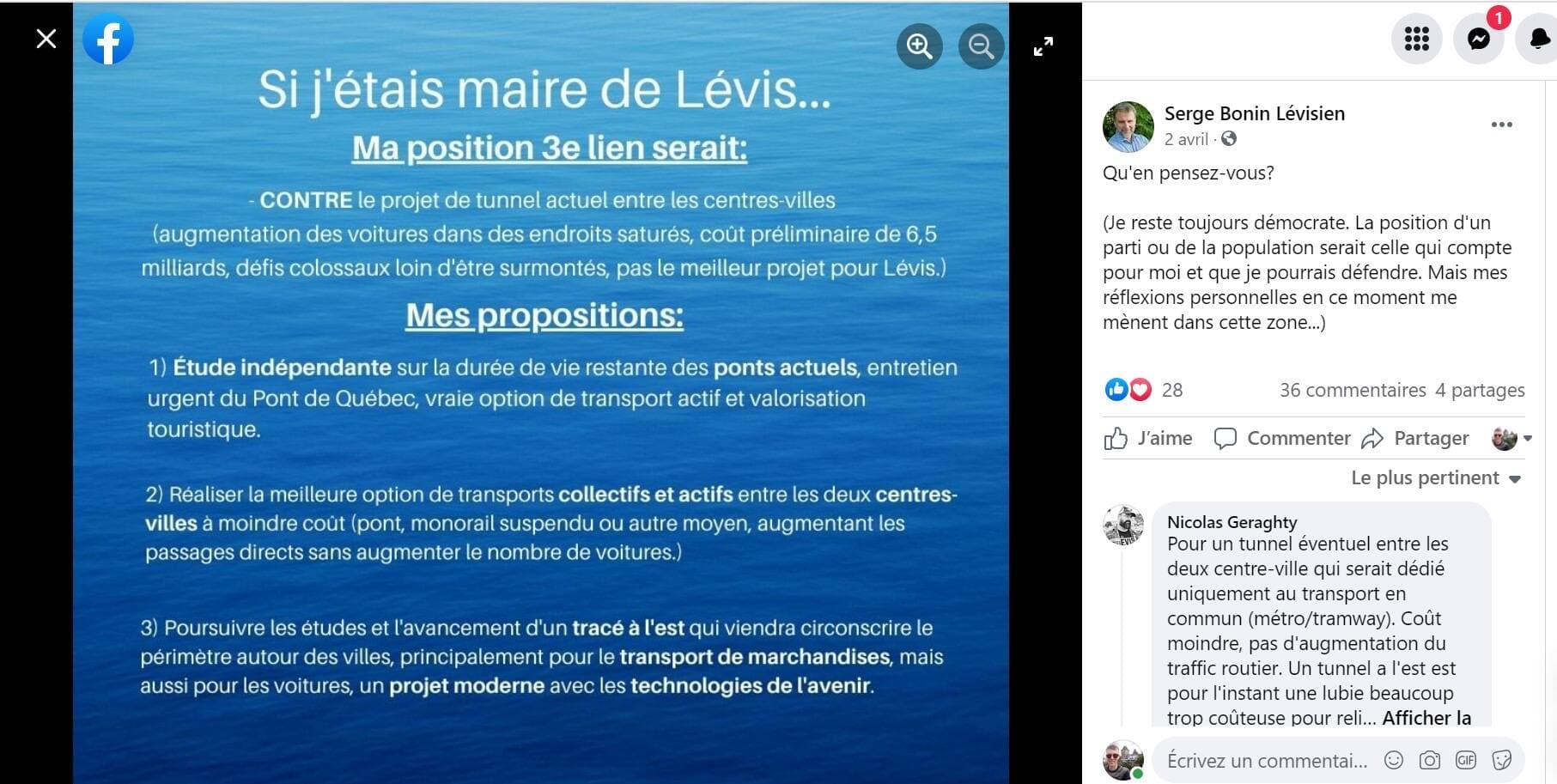 Capture d'écran Facebook