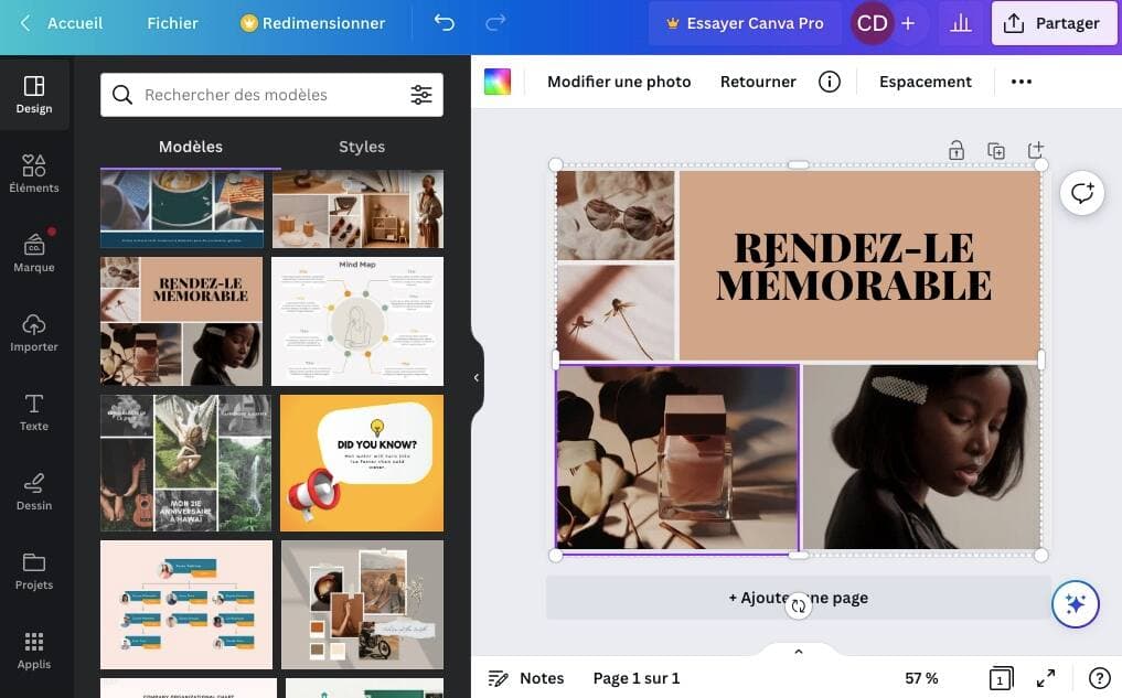 Capture d'écran Canva
