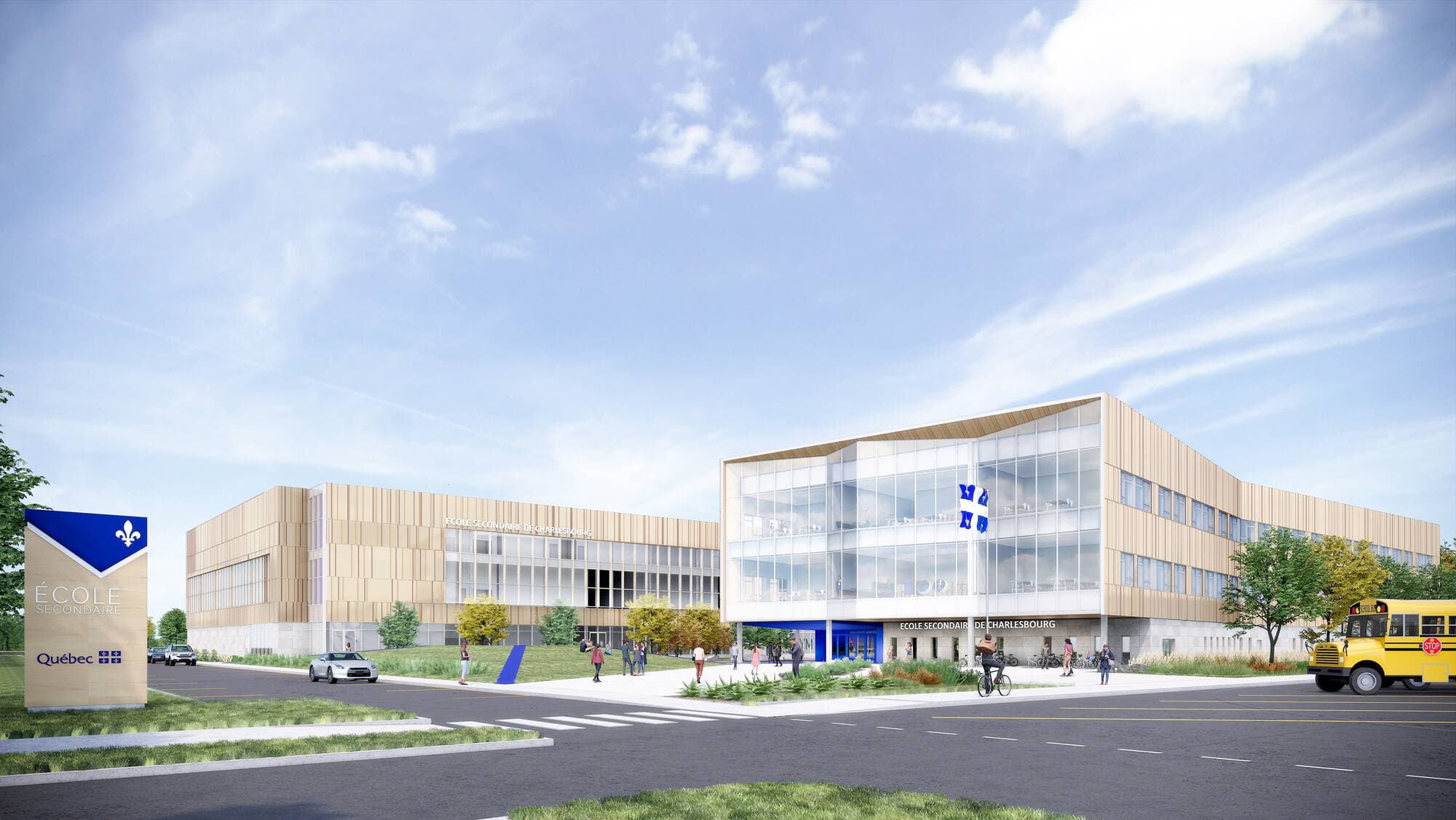 Façade de la nouvelle école secondaire qui sera située sur les terrains de l’ancien Jardin zoologique du Québec, dans l’arrondissement Charlesbourg.