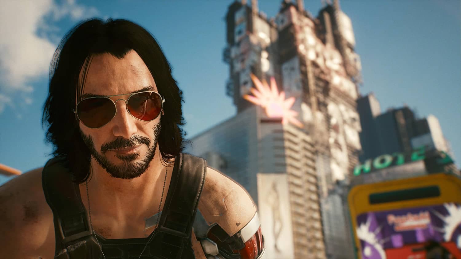 Keanu Reeves dans une mission de Cyberpunk 2077 (PS5).