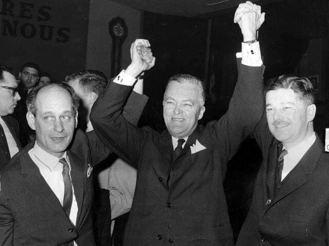 René Lévesque, Jean Lesage et Paul Gérin-Lajoie en 1962.
