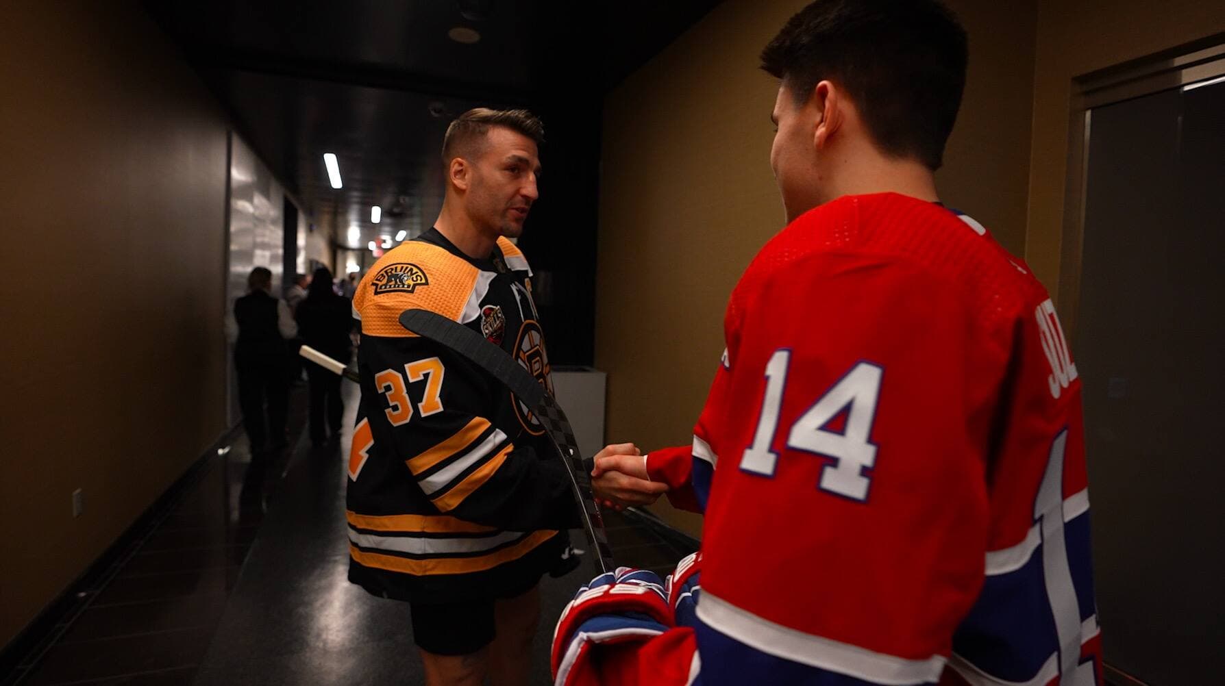 Patrice Bergeron et Nick Suzuki.