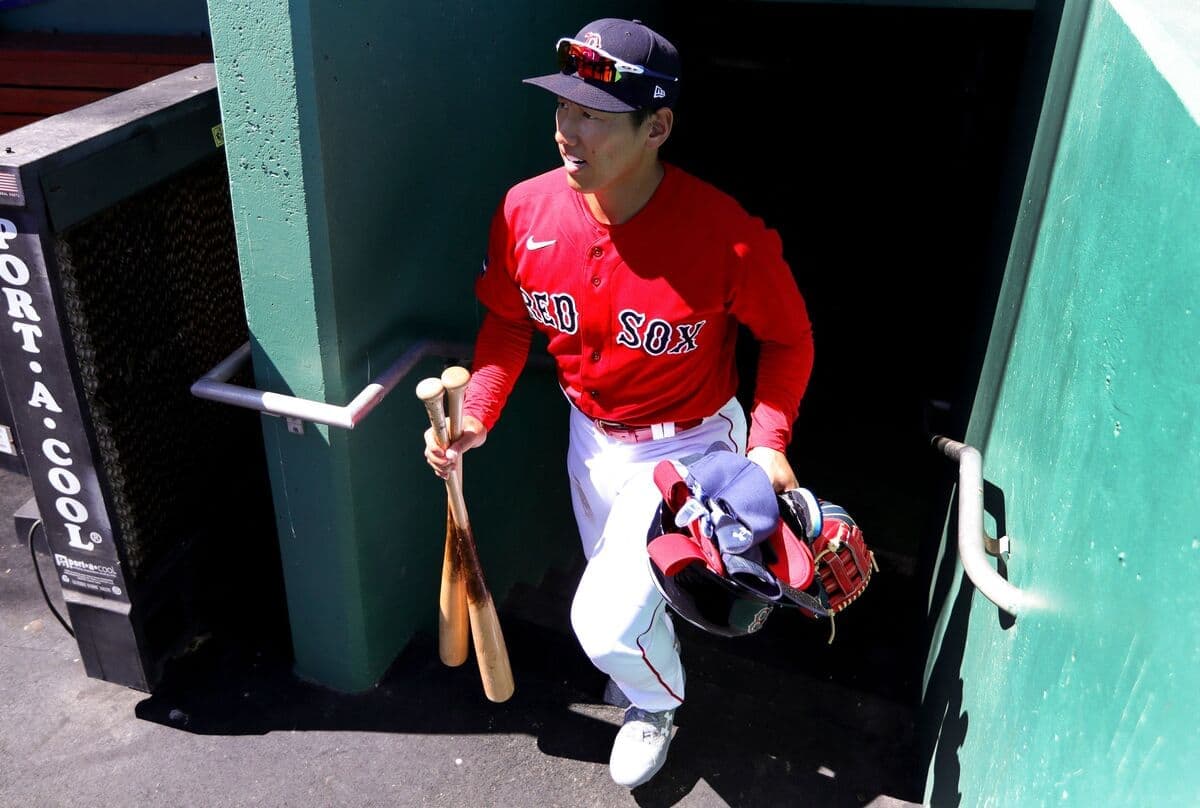 Le Japonais Masataka Yoshida, au camp d'entraînement des Red Sox.