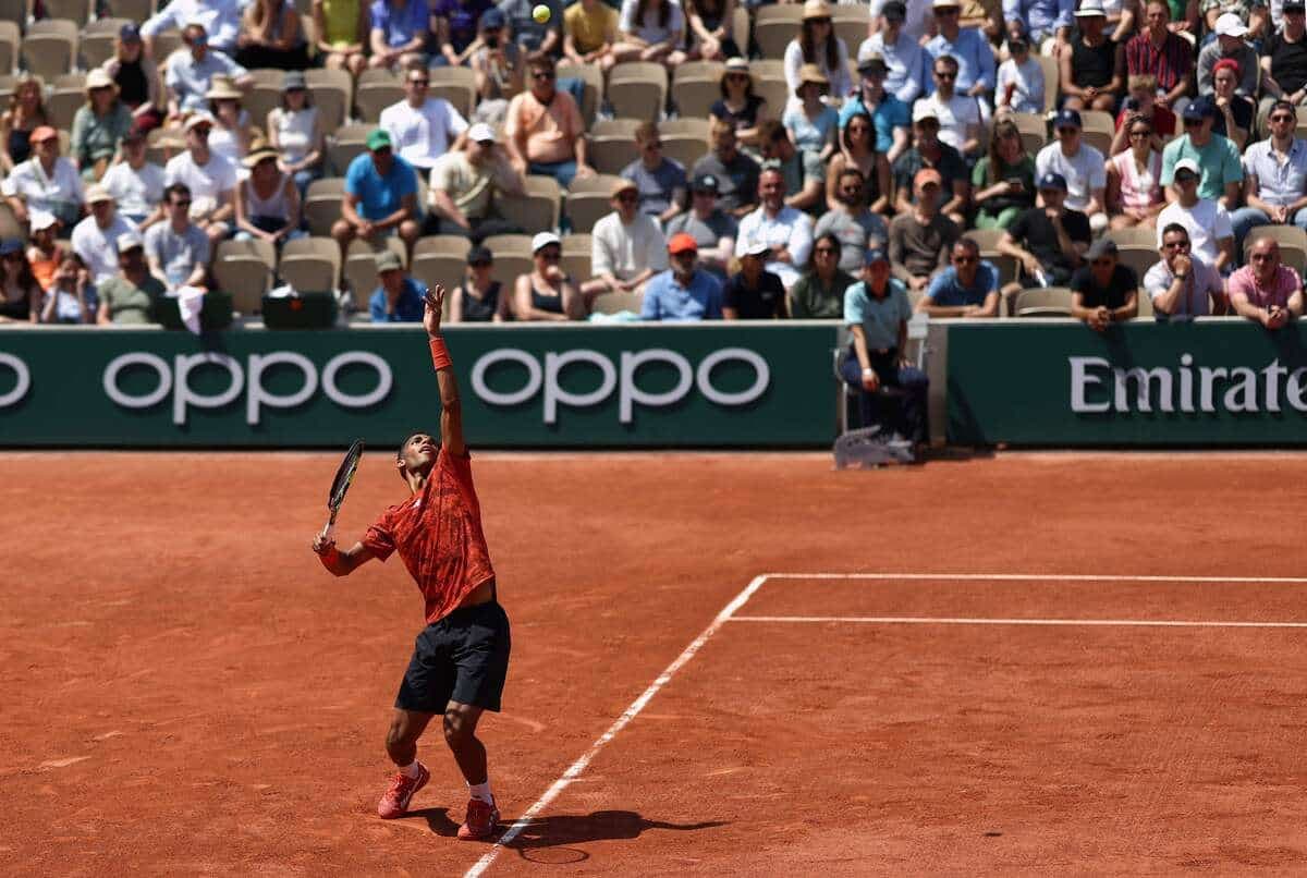 Félix Auger-Aliassime lors de son match contre Fabio Fognini, à Roland-Garros.