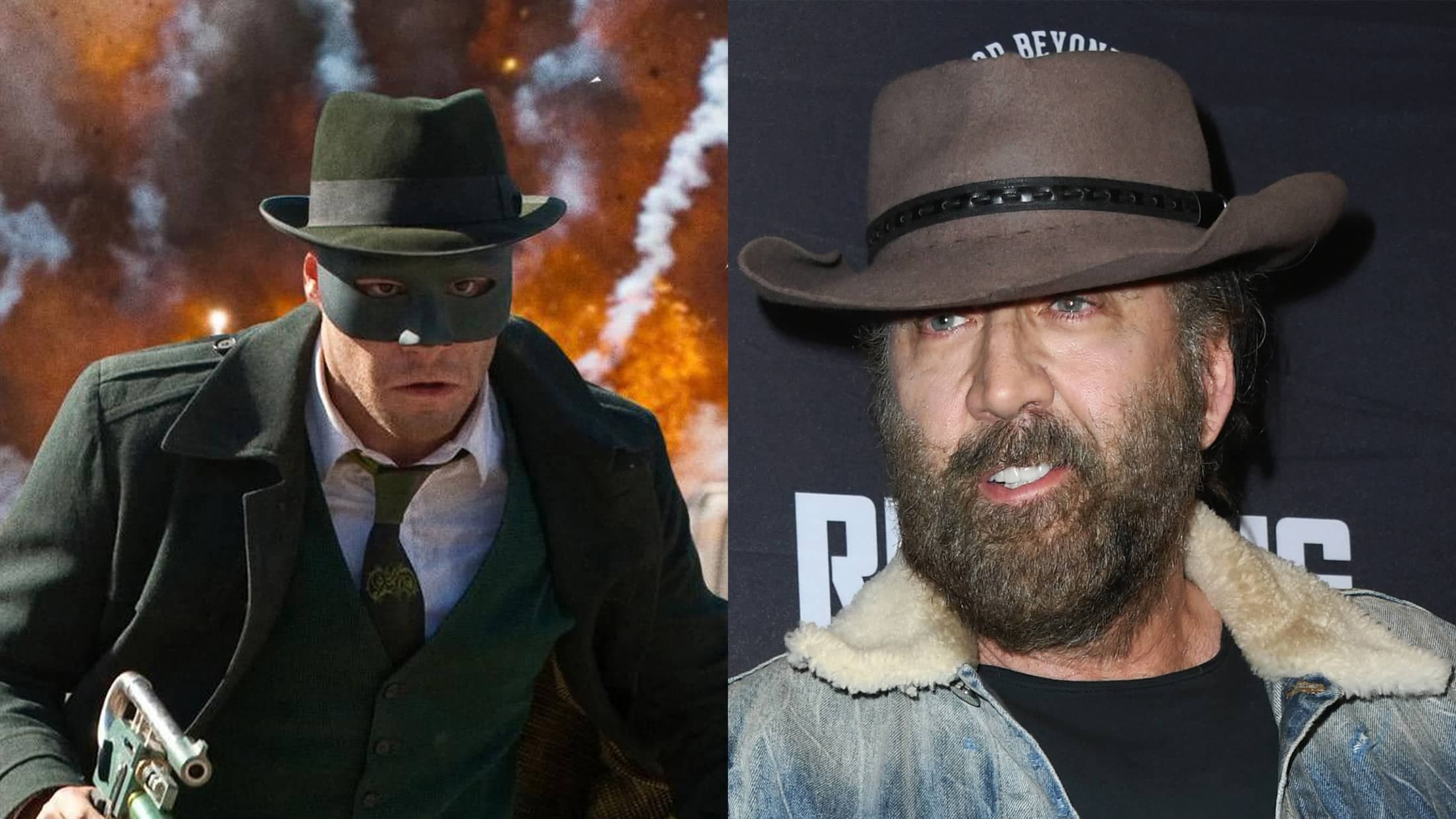 Seth Rogen dans le rôle de Green Hornet et Nicolas Cage