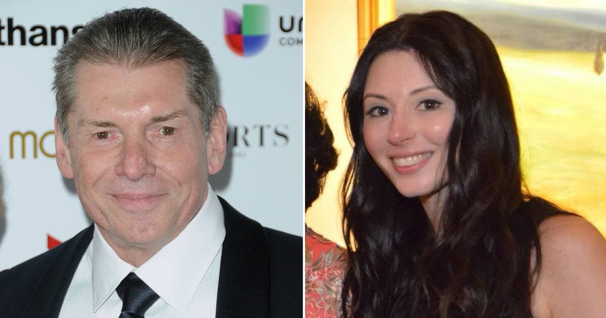 Vince McMahon photographié en 2013, et la plaignante Janel Grant