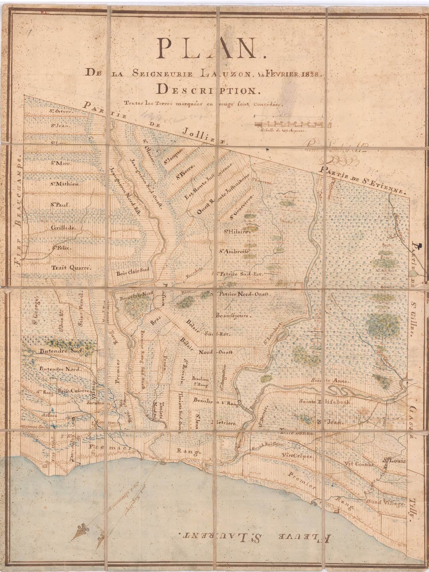 Plan de la seigneurie de Lauzon, 14 février 1828