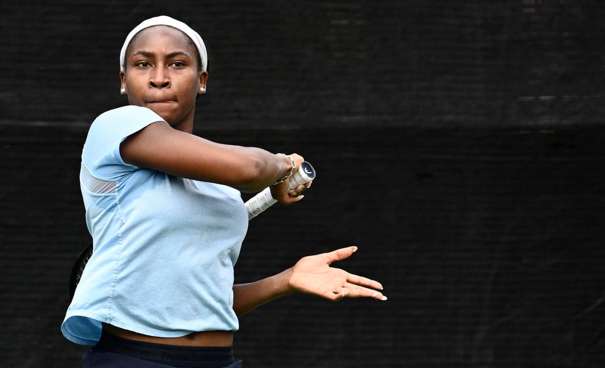 Coco Gauff à l’entrainement dans le cadre de l’Omnium Banque Nationale au stade IGA, mardi.