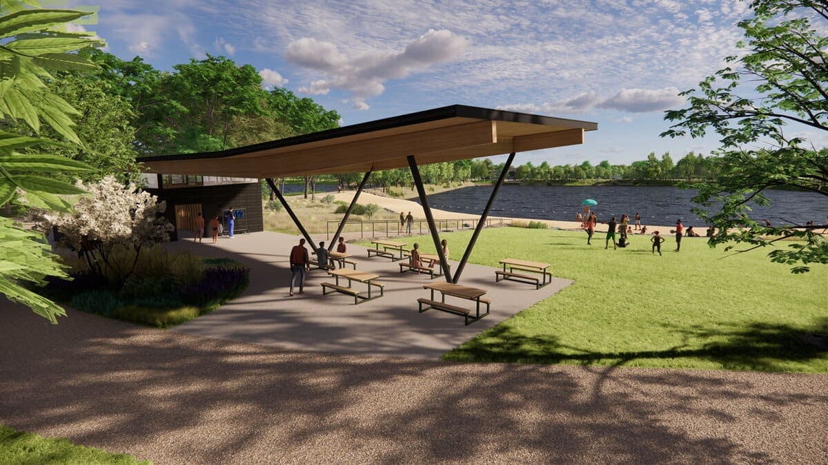 Image du futur préau dans le secteur de la plage