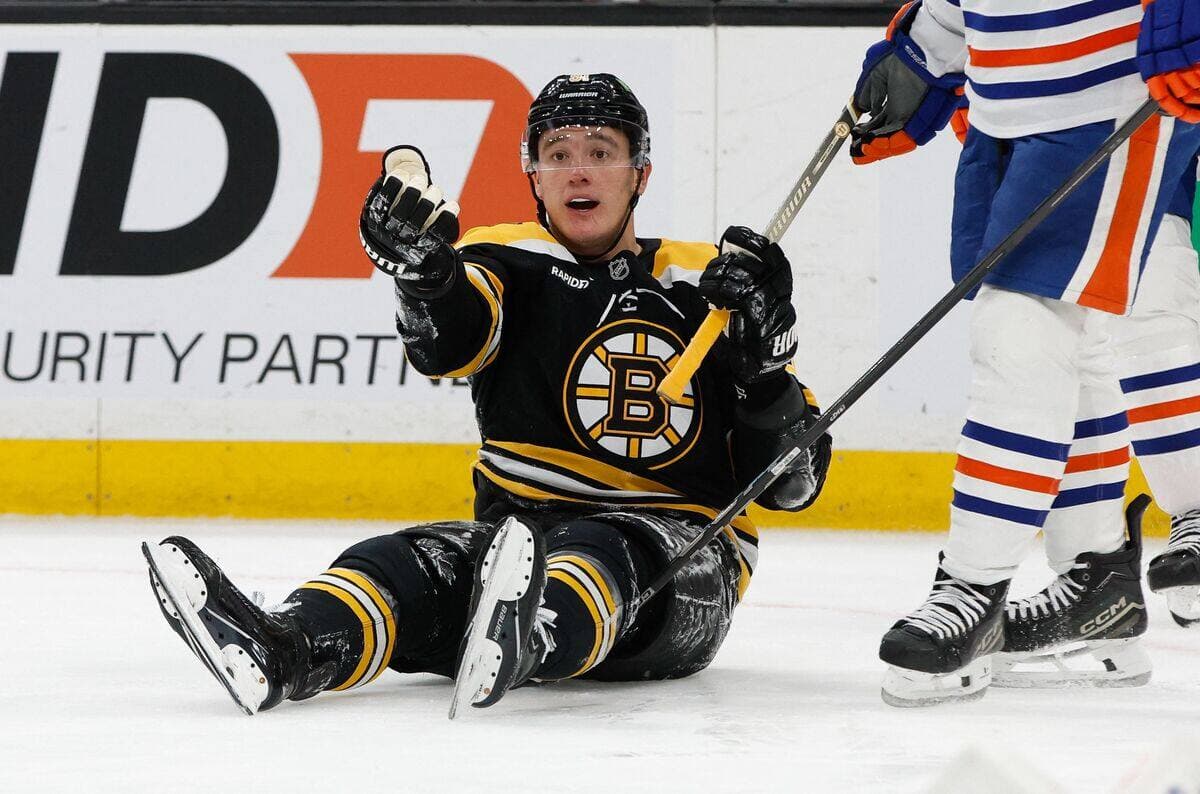 Le défenseur Nikita Zadorov lors d’un match entre les Bruins de Boston et les Oilers d’Edmonton, en janvier dernier.