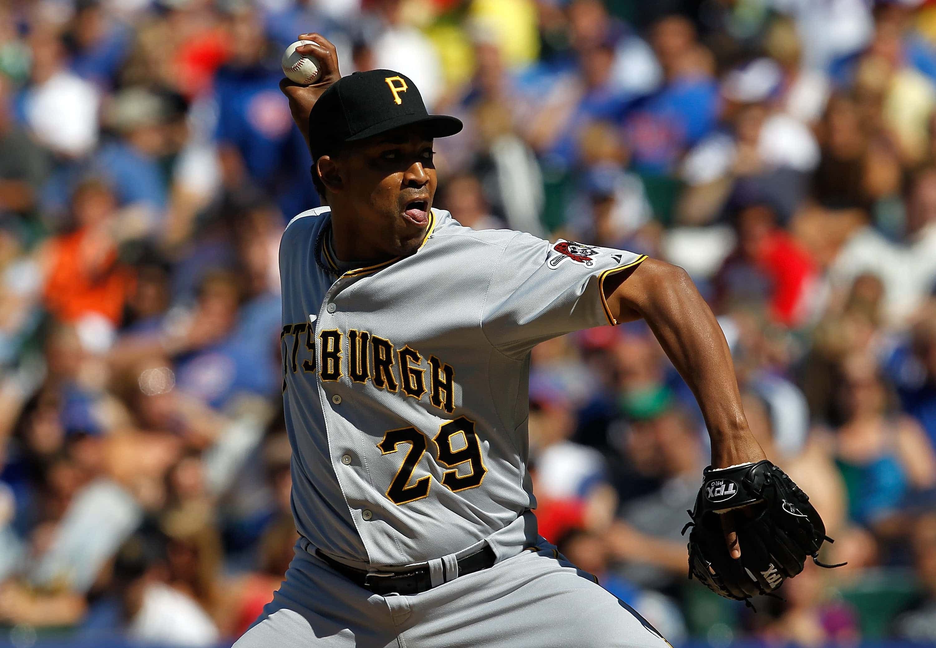 Octavio Dotel, dans l’uniforme des Pirates de Pittsburgh, en juin 2010.