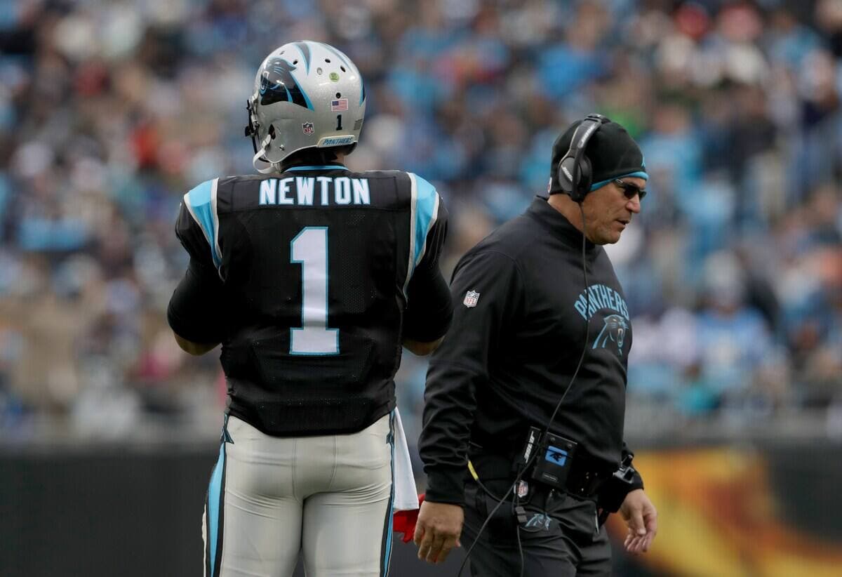 Cam Newton et Ron Rivera en 2016