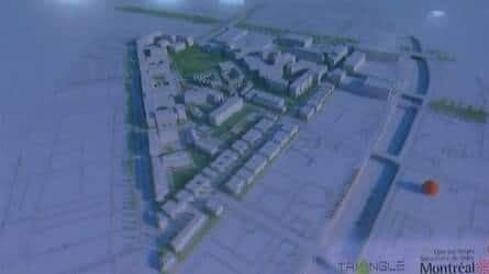 Le Triangle est une vaste zone délimitée par l'autoroute Décarie , par le boulevard de la Savane, et par la rue Jean-Talon où seront aménagées de milliers d'habitations, des parcs, des places publiques.