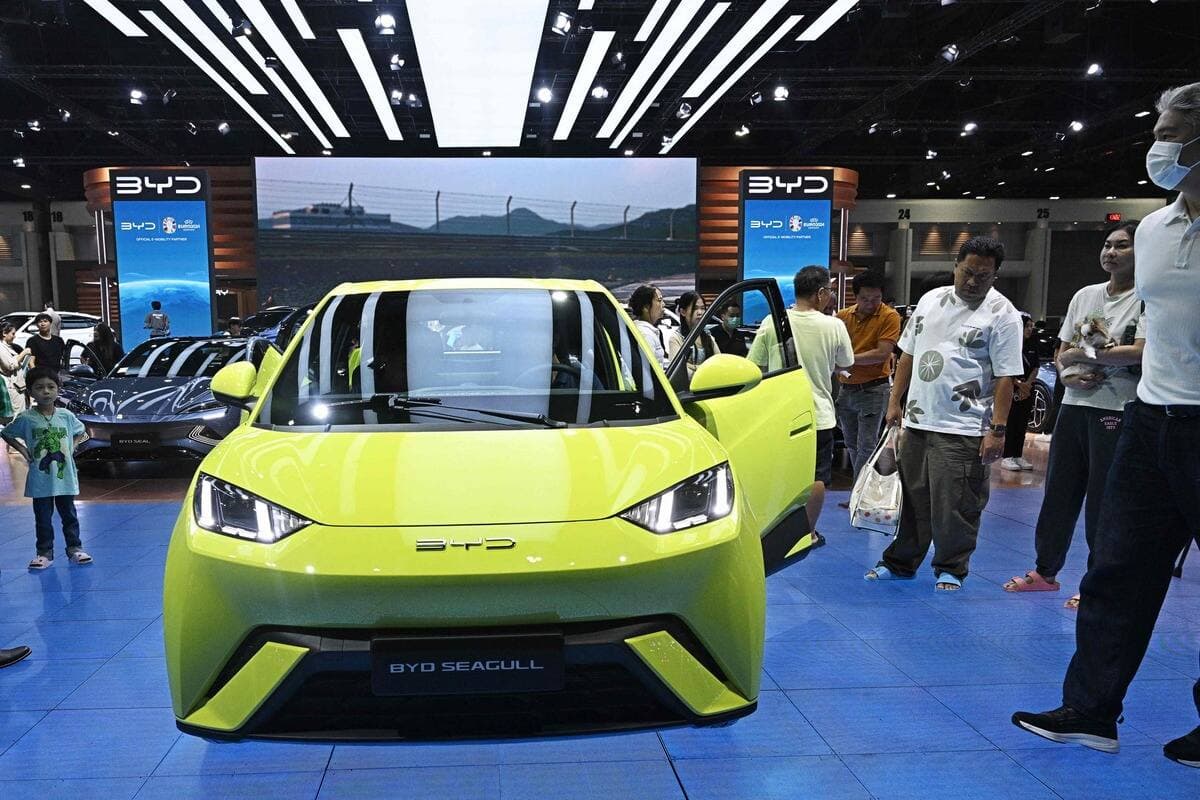 Le modèle Seagull de BYD présenté à Bangkok, en 2024.