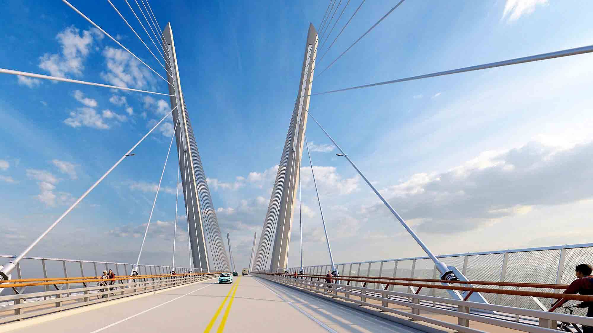 Le consortium Groupement Origine Orléans, auteur de la proposition lauréate, promet pour le futur pont de l’Île-d’Orléans «un pont de calibre international», qui offrira des «perspectives inédites» de l’île d’Orléans, de la ville de Québec et de la chute Montmorency. Sa structure haubanée sera aussi mise en lumière la nuit.