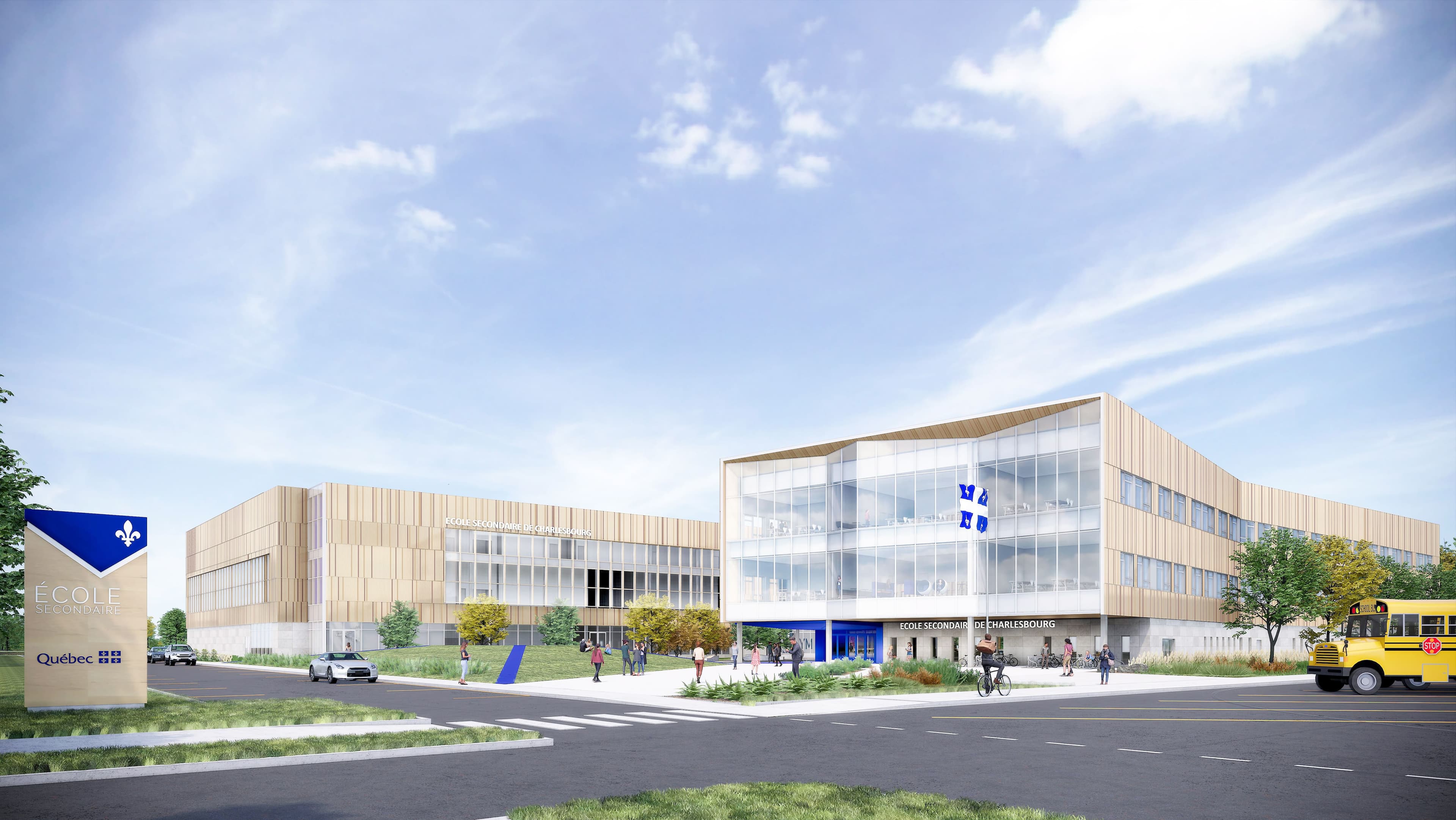 Esquisse de la nouvelle école secondaire de Charlesbourg, qui sera construite sur les terrains de l’ancien Jardin zoologique de Québec.