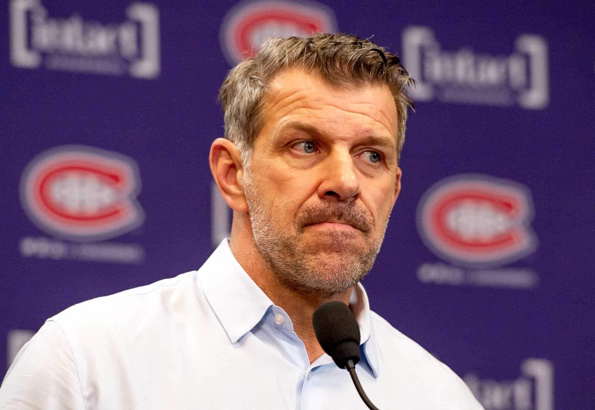 Marc Bergevin lors d’une conférence de presse au Centre Bell.