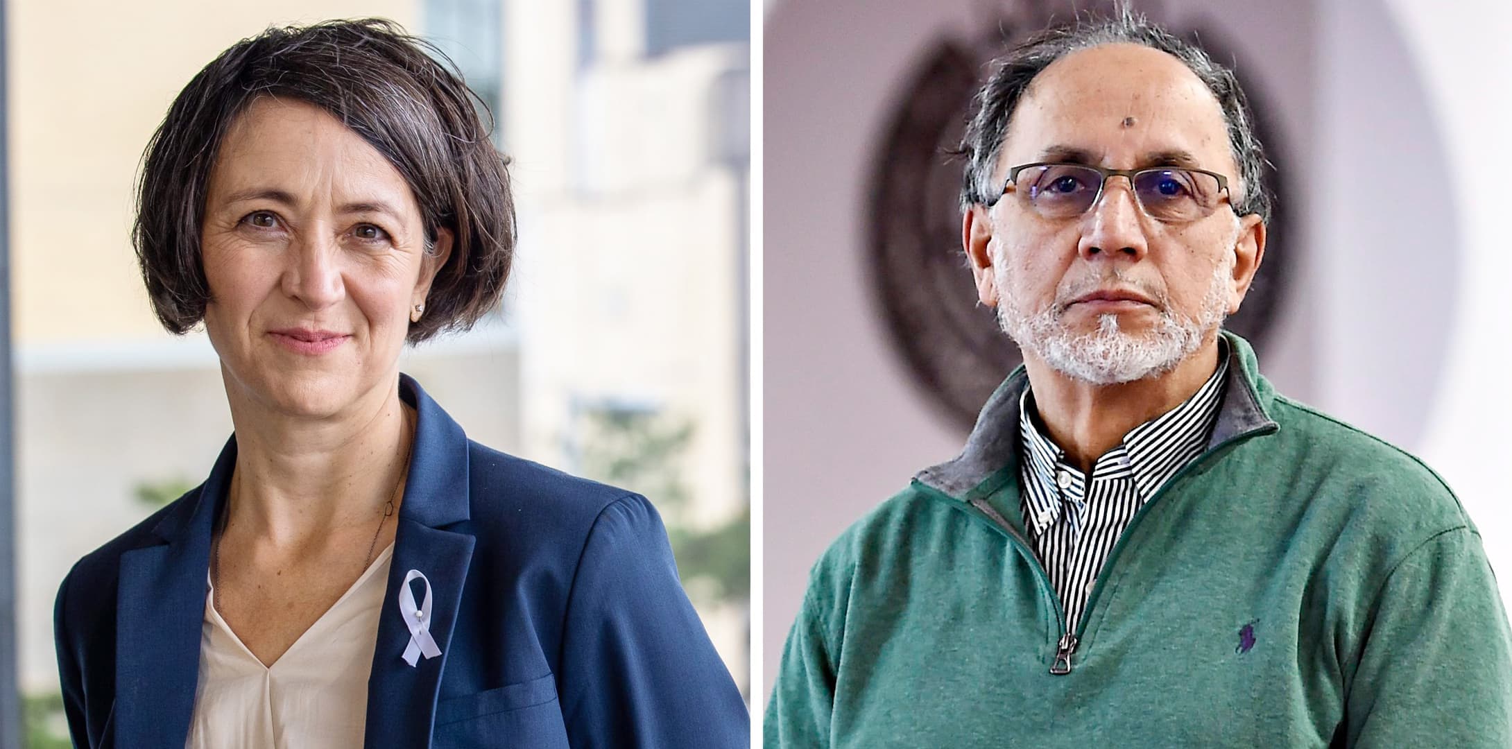 Nathalie Provost, survivante de la tuerie de l’école Polytechnique, et Boufeldja Benabdallah, porte-parole de la mosquée de Québec.