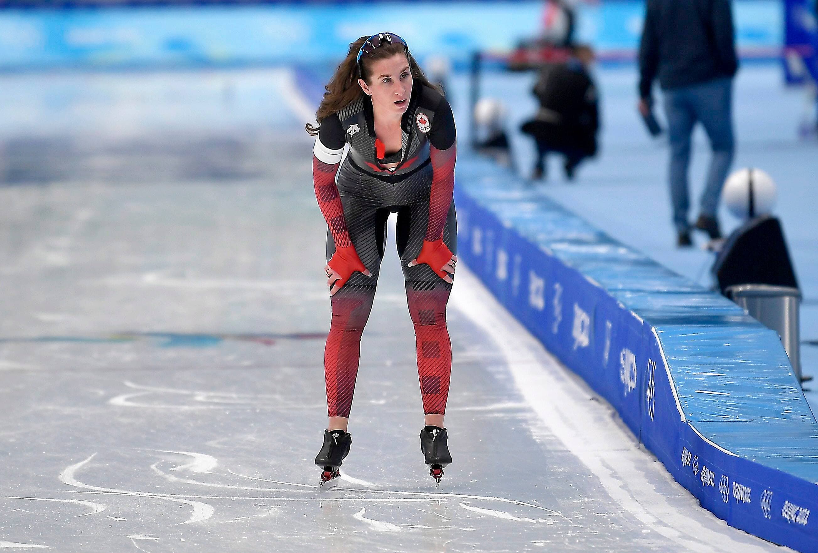 Ivanie Blondin lors d’une simulation de course à Pékin lundi dernier.