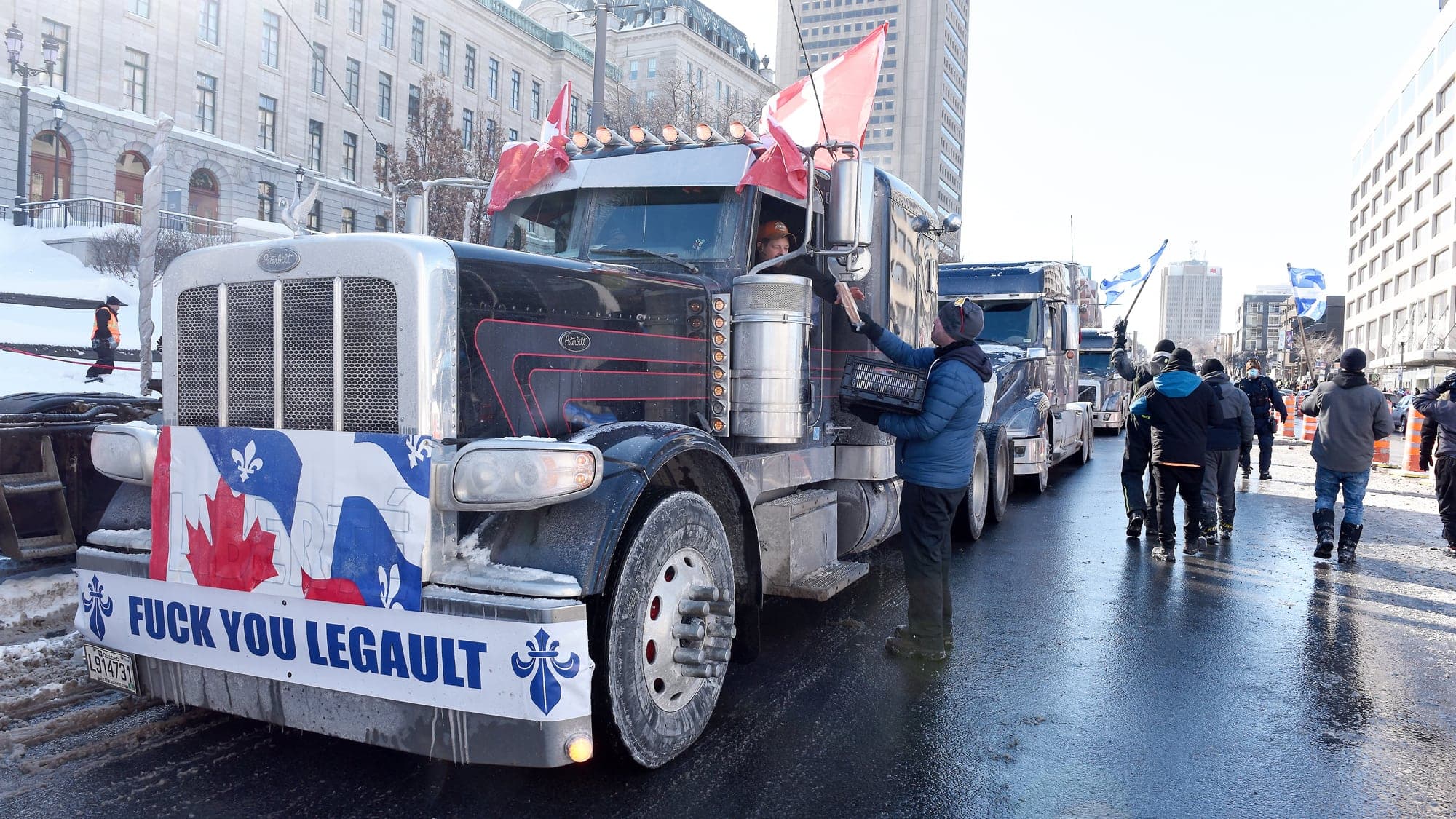 Des participants au « convoi de la liberté » à Québec, le 5 février dernier.