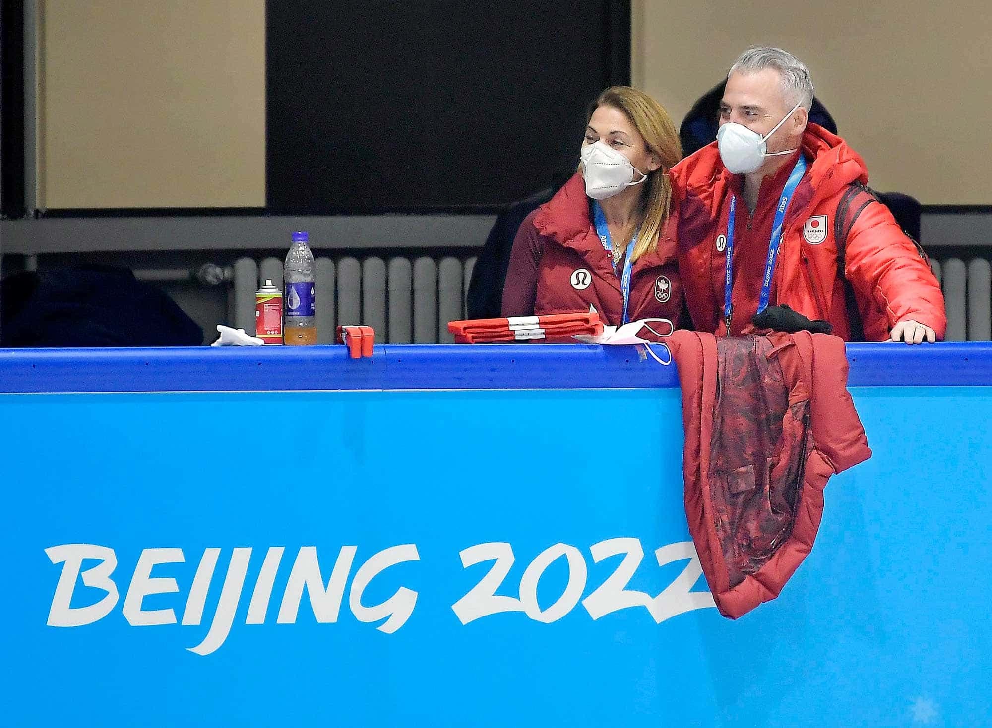 Julie Marcotte et son frère Bruno ont assisté à une séance d’entraînement des Canadiens Vanessa James et Eric Radford, à Pékin.
