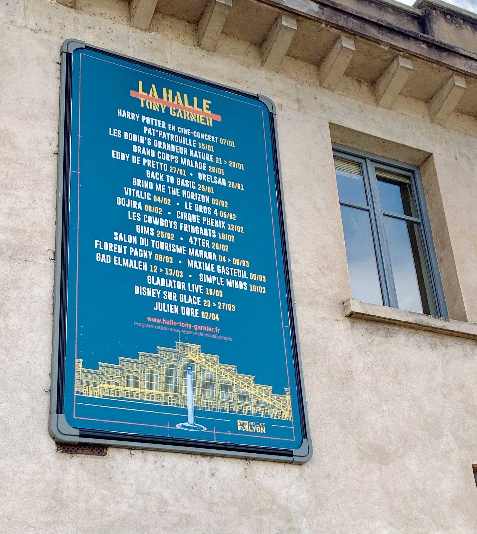 L’affiche des spectacles offerts par la salle de spectacle lyonnaise.