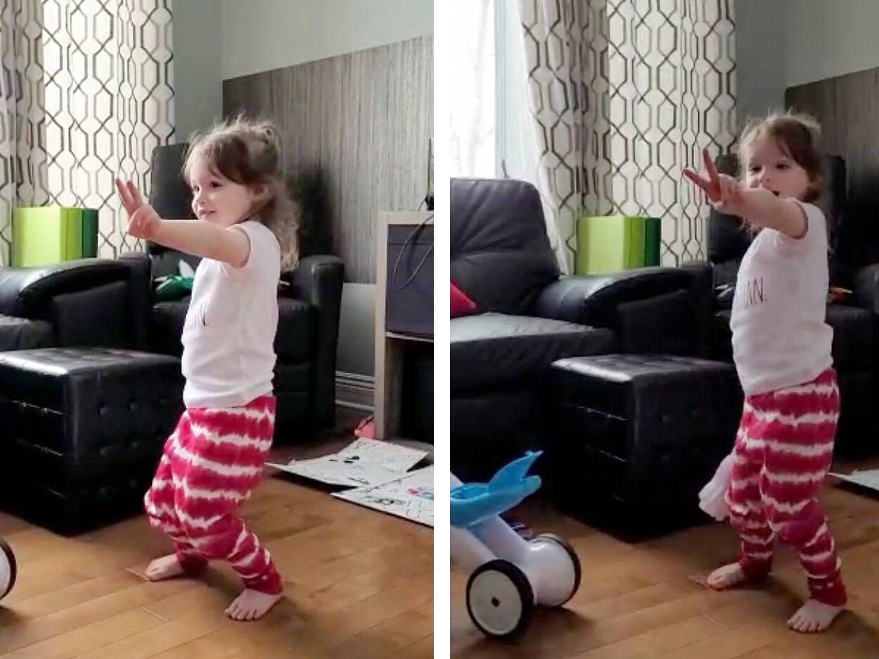 Rose qui a fait également le signe « deux » après la deuxième place de son père au 1000 m.