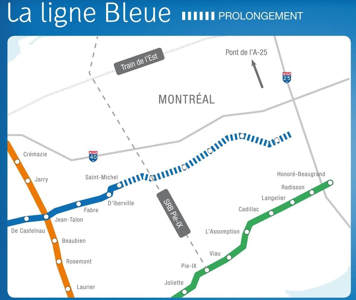 Le gouvernement Marois a annoncé le vendredi 20 septembre 2013 le prolongement de la ligne bleue du métro de Montréal vers l’est, jusqu’à Anjou. PHOTO MINISTÈRE DES TRANSPORTS DU QUÉBEC