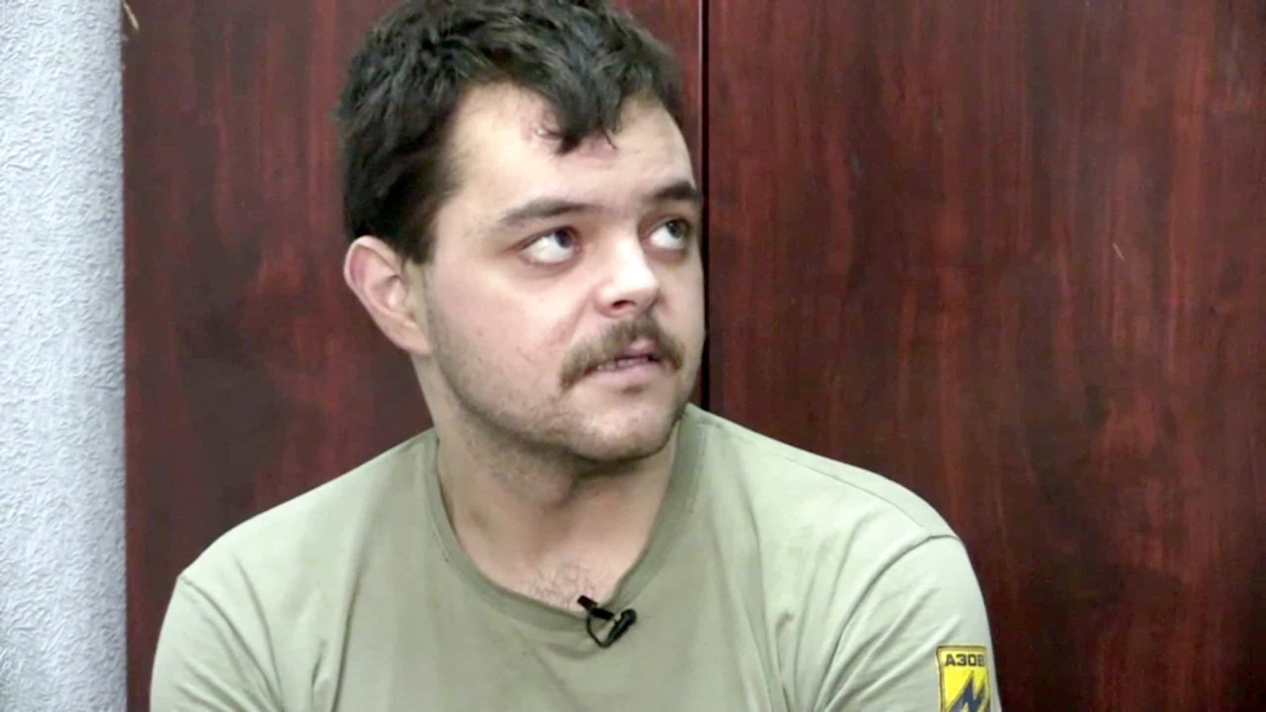 Aiden Aslin, un combattant britannique capturé à Marioupol, à la télévision russe.