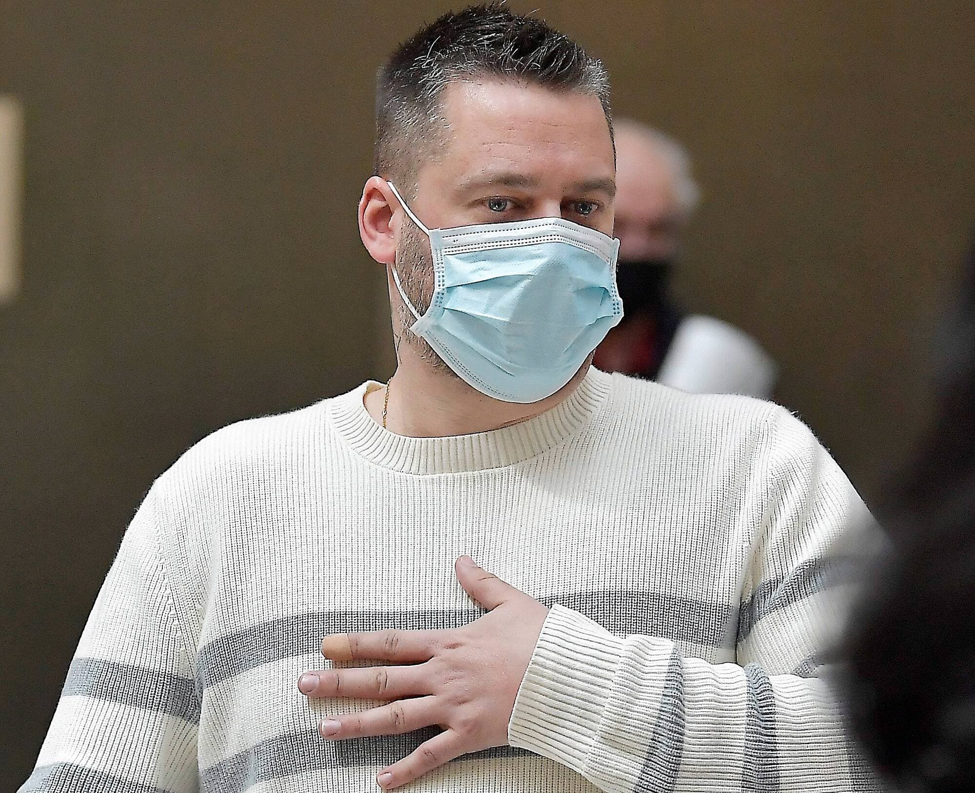 Daniel Fortin, le père de Jackson, décédé dans la collision mortelle, ce vendredi au palais de justice de Québec.